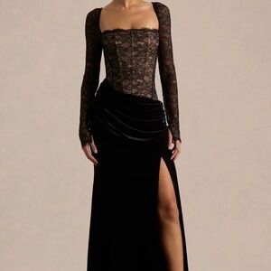 Club L London Black Lace Maxi Dress